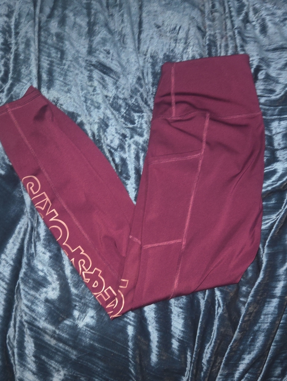 Women’s Maroon Performance Leggings with Logo Side Detail
